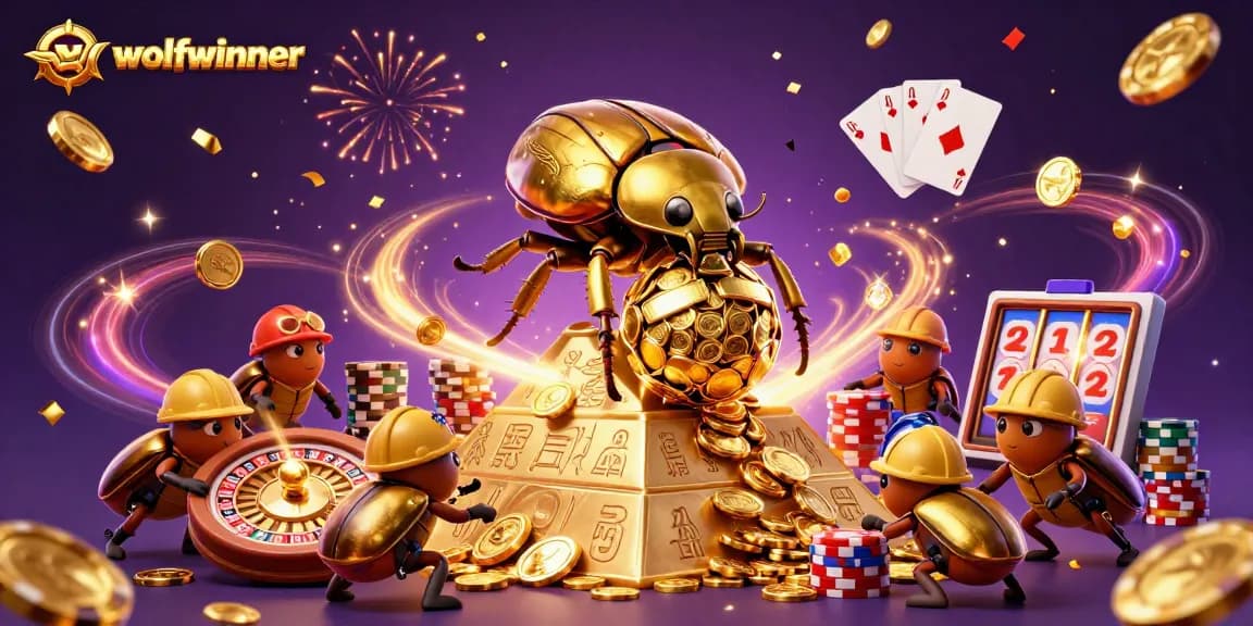 Spin the roulette wheel with wolfwinner as golden coins cascade around a vibrant casino scene.
