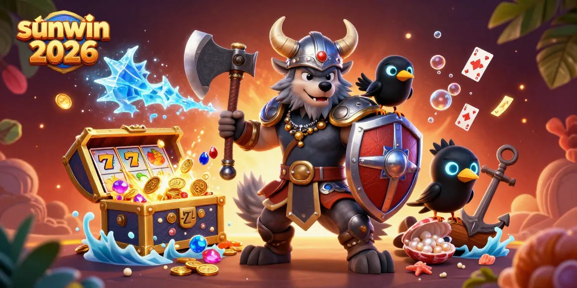 Experience thrilling slots action with sunwin 2026's Viking warrior scene and dynamic gold treasures.