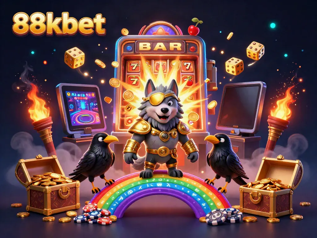 Experience thrilling wins with 88kbet's vibrant casino world, depicted through a dynamic Norse-themed scene.