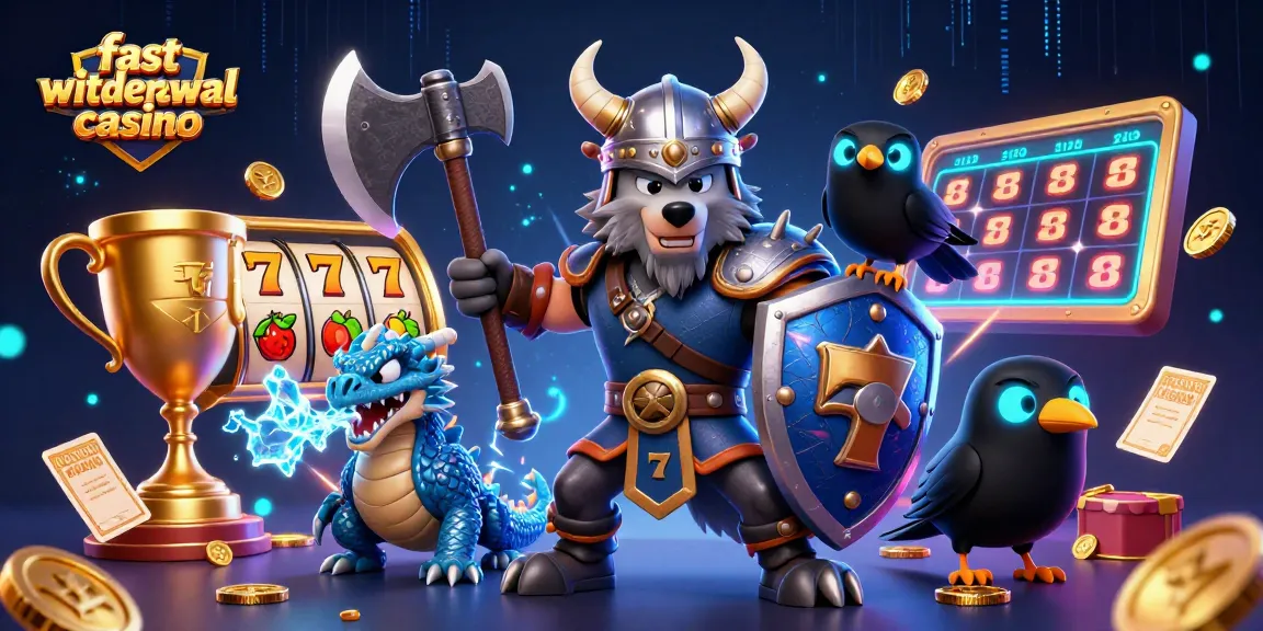 Experience the thrill of a fast withdrawal casino with a Viking wolf warrior and dynamic slot reels.